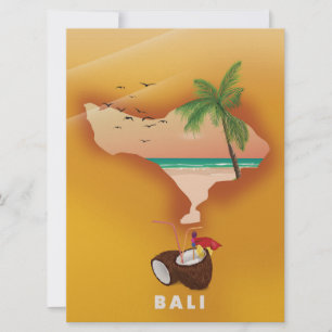 Bali illustrerade karta inbjudningar