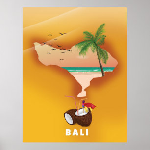 Bali illustrerade karta poster