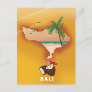Bali illustrerade karta vykort