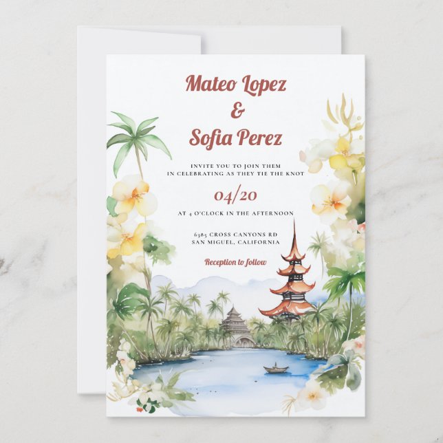 Bali Indonesia Asia Destination Wedding Inbjudningar (Framsida)