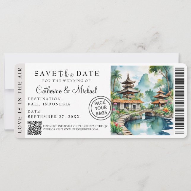 Bali Indonesia Boarding Pass Destination Spara Datumet (Framsida)