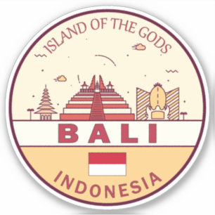 Bali Indonesia City Skyline Emblem Klistermärken