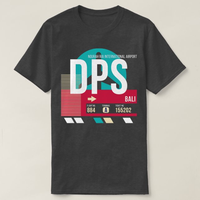 Bali Indonesia DPS Airport Code Baggage Märkre E T Shirt (Design framsida)
