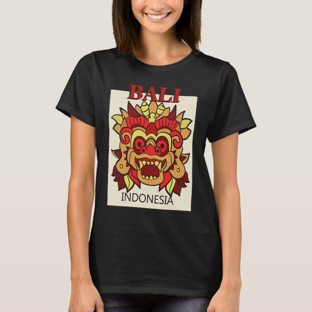 Bali Indonesia Dragon Mask Island Travel Holiday A T Shirt (Framsida)