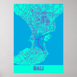 Bali - Indonesia Galaxy City Karta Poster