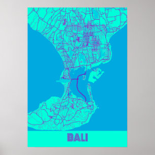 Bali - Indonesia Galaxy City Karta Poster