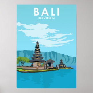 Bali Indonesia Illustration Travel Poster