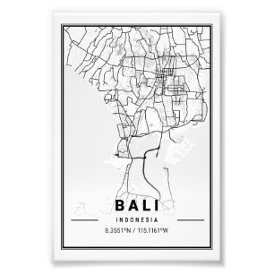 Bali - Indonesia Light City Karta Fototryck