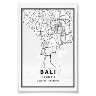 Bali - Indonesia Light City Karta Fototryck