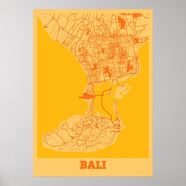 Bali - Indonesia Sunset City Karta Poster (Framsidan)