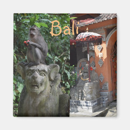 Bali Indonesia Temple Monkey och Statues Magnet