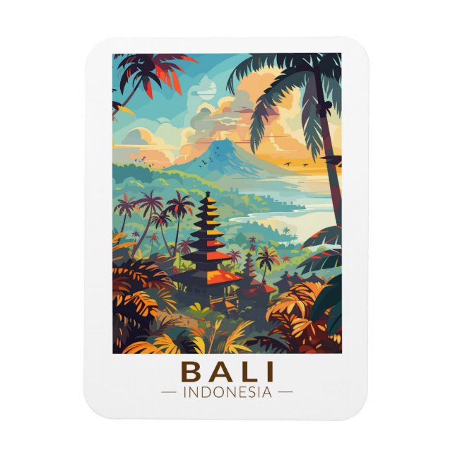 Bali Indonesia Temples Travel Art Vintage Magnet (Vertikal)