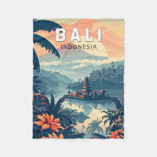 Bali Indonesia Travel Art Vintage Fleecefilt