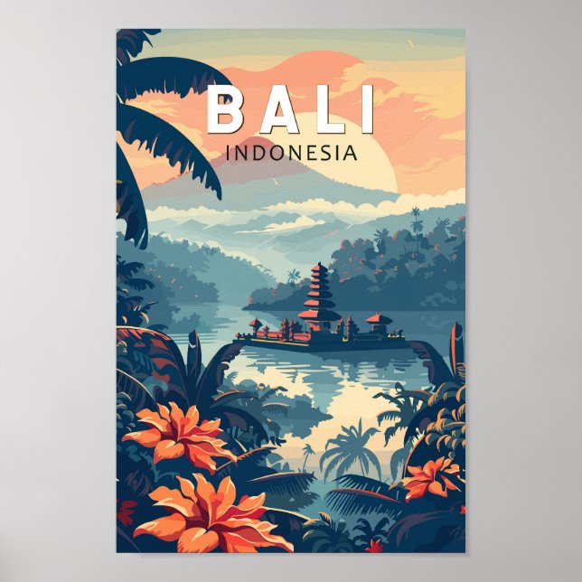 Bali Indonesia Travel Art Vintage Poster (Framsidan)