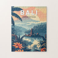 Bali Indonesia Travel Art Vintage Pussel