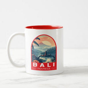 Bali Indonesia Travel Art Vintage Två-Tonad Mugg
