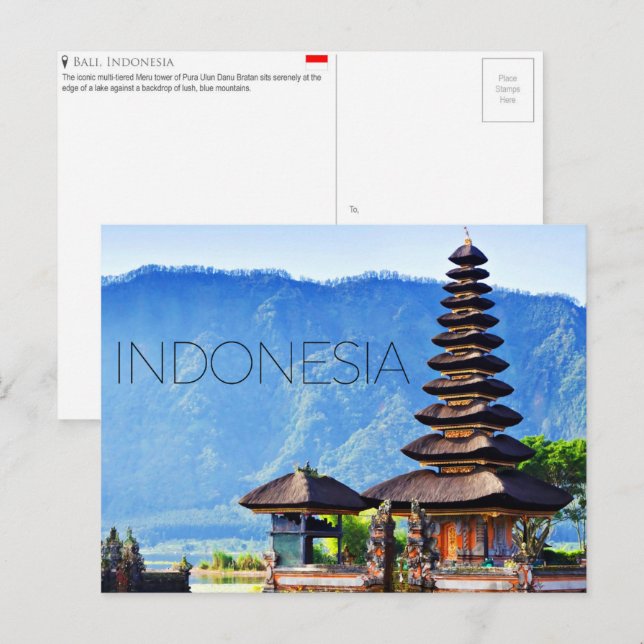 Bali, Indonesia Travel Postcard Vykort (Fram/baksida)