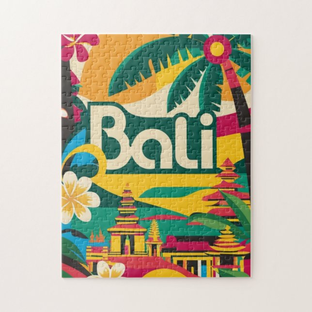 Bali Indonesia Travel Poster Pussel (Vertikal)