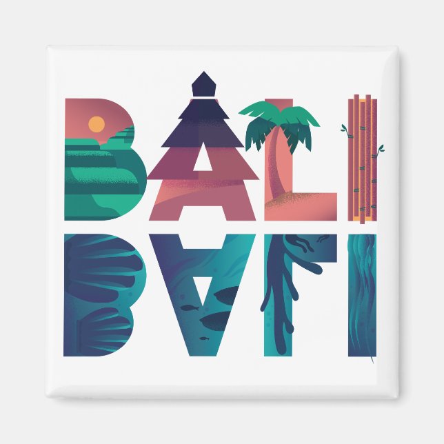 Bali Indonesia Travel Sticker Magnet (Framsidan)