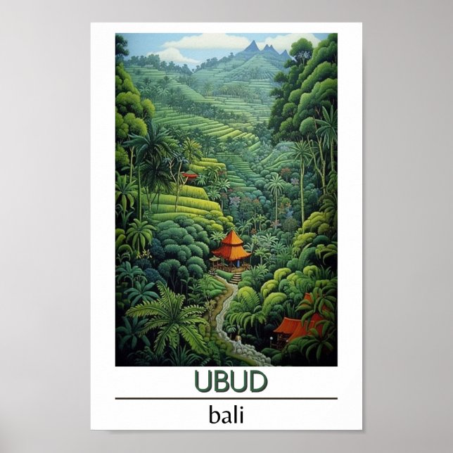 Bali Indonesia Travel Ubud Poster (Framsidan)