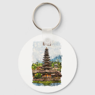 Bali Indonesia Ulun Danu Beratan Temple Keychain Nyckelring