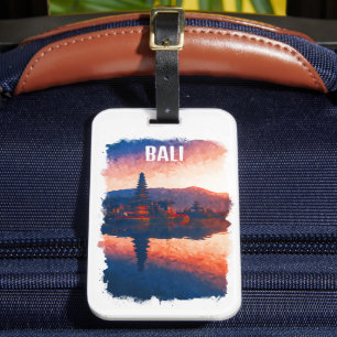 Bali Indonesia Ulun Danu Beratan Watercolor Bagagebricka