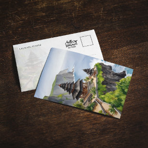 Bali Indonesia Uluwatu Temple Watercolor Postcard Inbjudningar