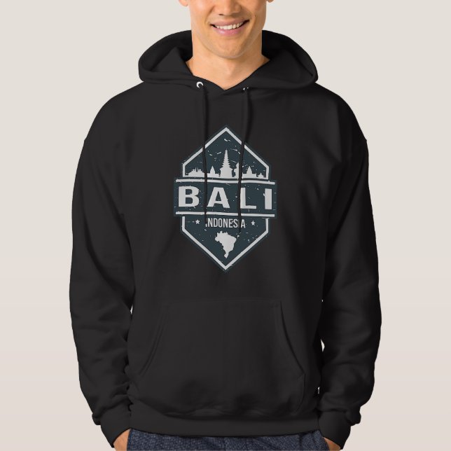 Bali Indonesia With Bali Island And Silhoutte of C Hoodie (Framsida)