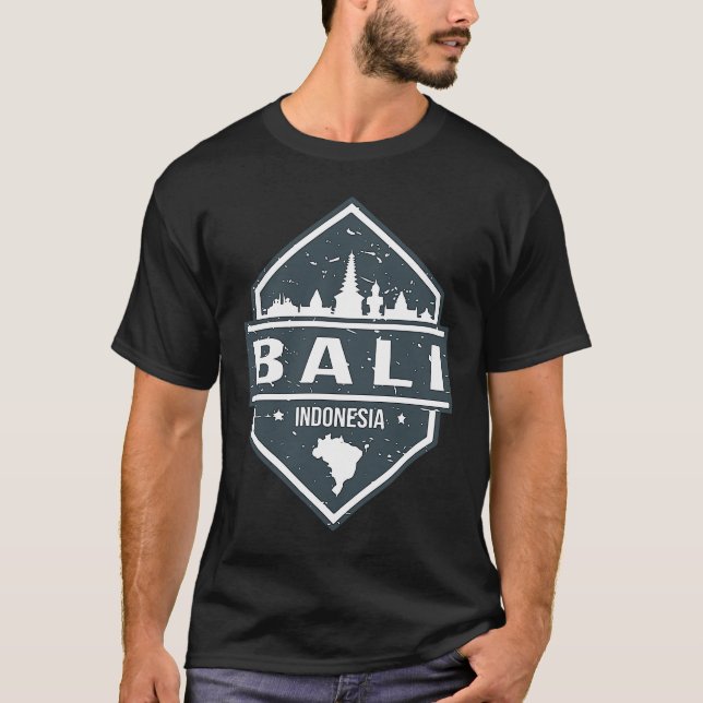 Bali Indonesia With Bali Island And Silhoutte of C T Shirt (Framsida)