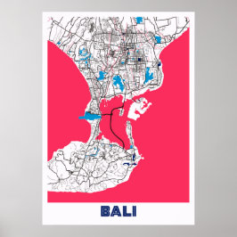 Bali - Indonesien MilkTea City Karta Poster