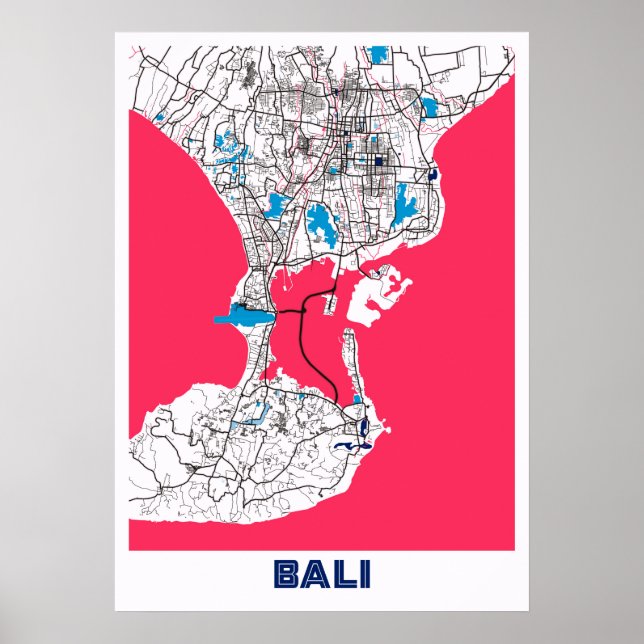 Bali - Indonesien MilkTea City Karta Poster (Framsidan)