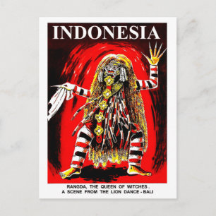 Bali, Indonesien. Rangda, häxornas drottning. Vykort