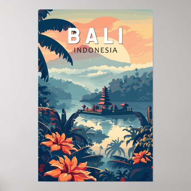 Bali Indonesien Resa Konst Vintage Poster (Framsidan)