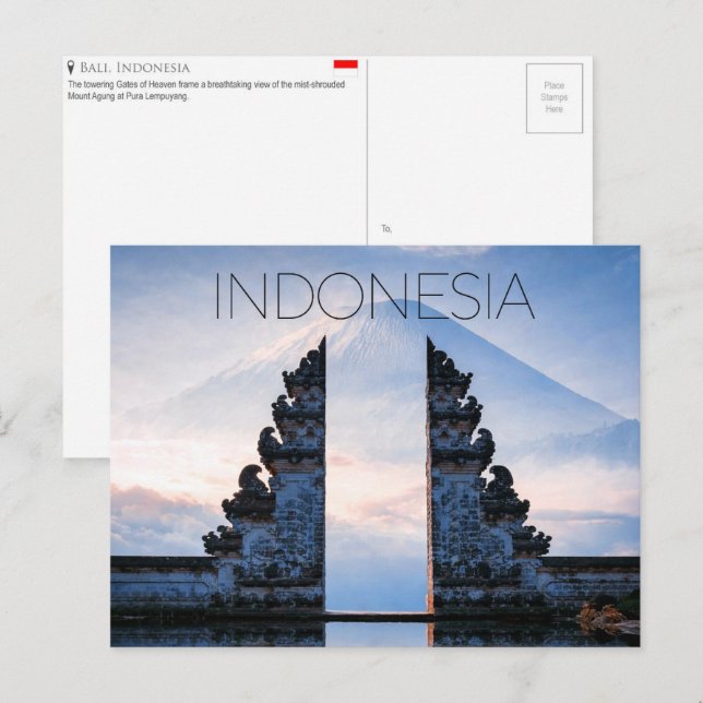 Bali, Indonesien Resebrevkort Vykort (Fram/baksida)