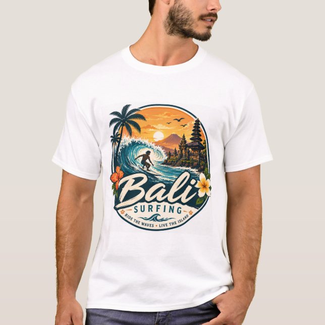 Bali, Indonesien Surfing T Shirt (Framsida)