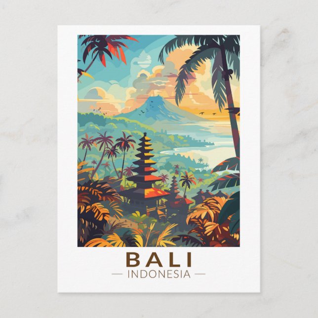 Bali Indonesien Tempels Resa Konst Vintage Vykort (Framsida)
