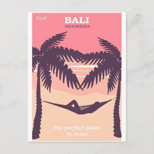Bali Indonesien vintage affisch Vykort (Framsida)