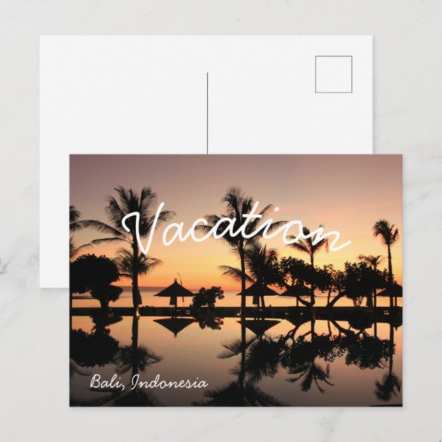 Bali, Indonesien vykort (Fram/baksida)