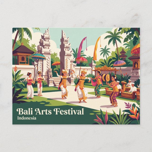 Bali konstfestival Indonesien Vykort (Framsida)