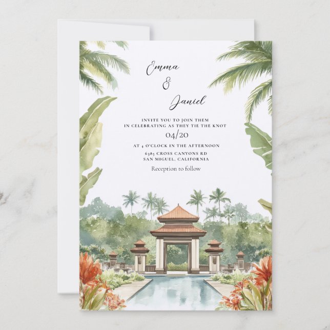 Bali Landskaps Destination Bröllop Inbjudningar (Framsida)