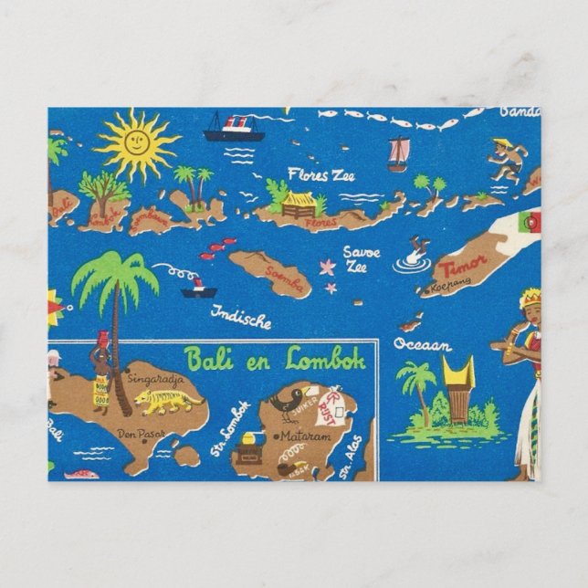 Bali Lombok  Färgrik vykort (Framsida)