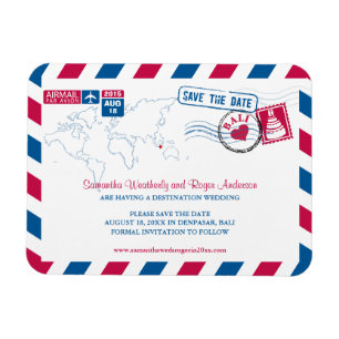 BALI Luft Mail Bröllop spara datum 3 x 4 Magnet