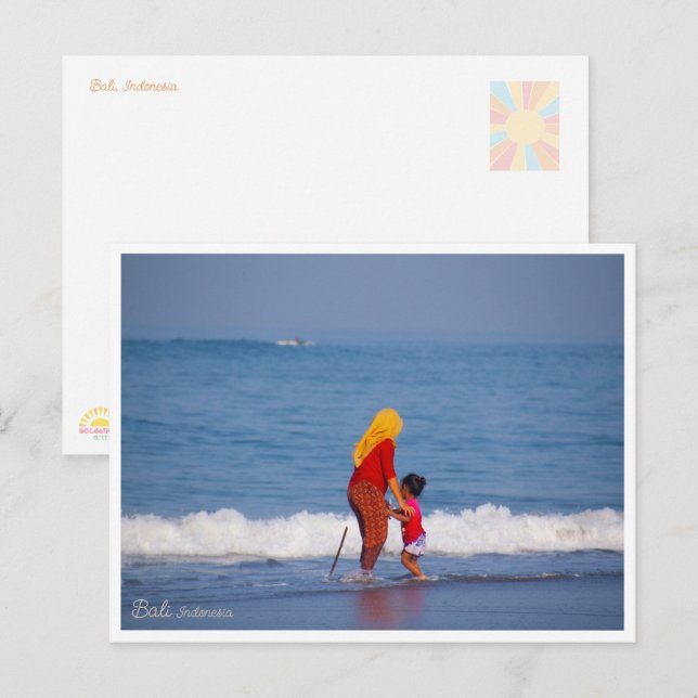 Bali Motherhood Beach Postcard Helg Vykort (Fram/baksida)