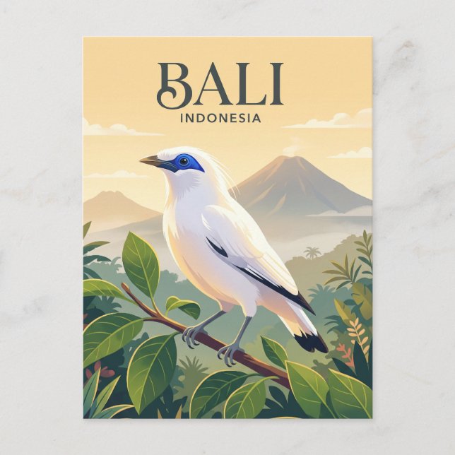 Bali Myna, Bali Indonesien Vykort (Framsida)