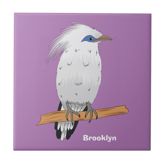 Bali Myna tropiska exotiska fåglar Kakelplatta (Framsidan)