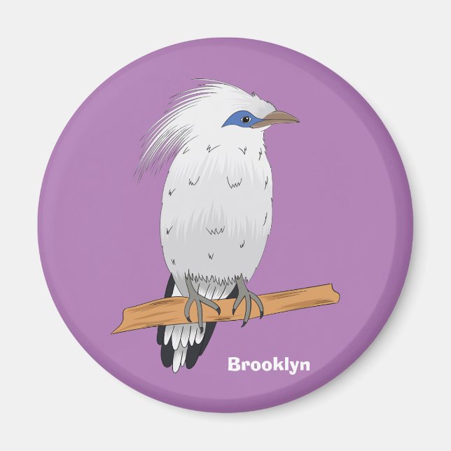 Bali Myna tropiska exotiska fåglar Magnet (Framsidan)