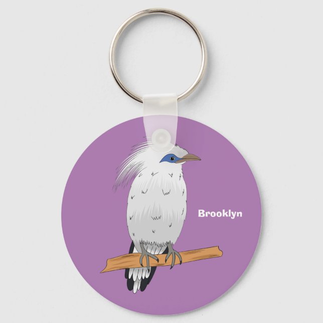 Bali Myna tropiska exotiska fåglar Nyckelring (Framsida)