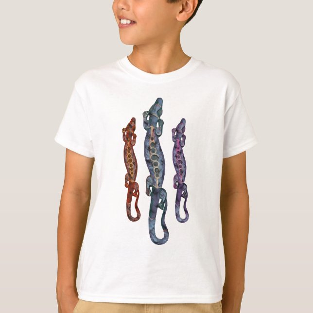 BALI-ödla blåviolett röd T Shirt (Framsida)