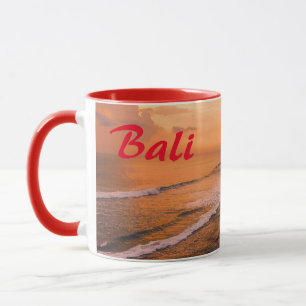 Bali Sea Wave Sunset Beach Shore Island Mugg
