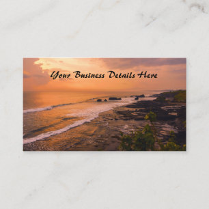 Bali Sea Wave Sunset Beach Shore Island Visitkort